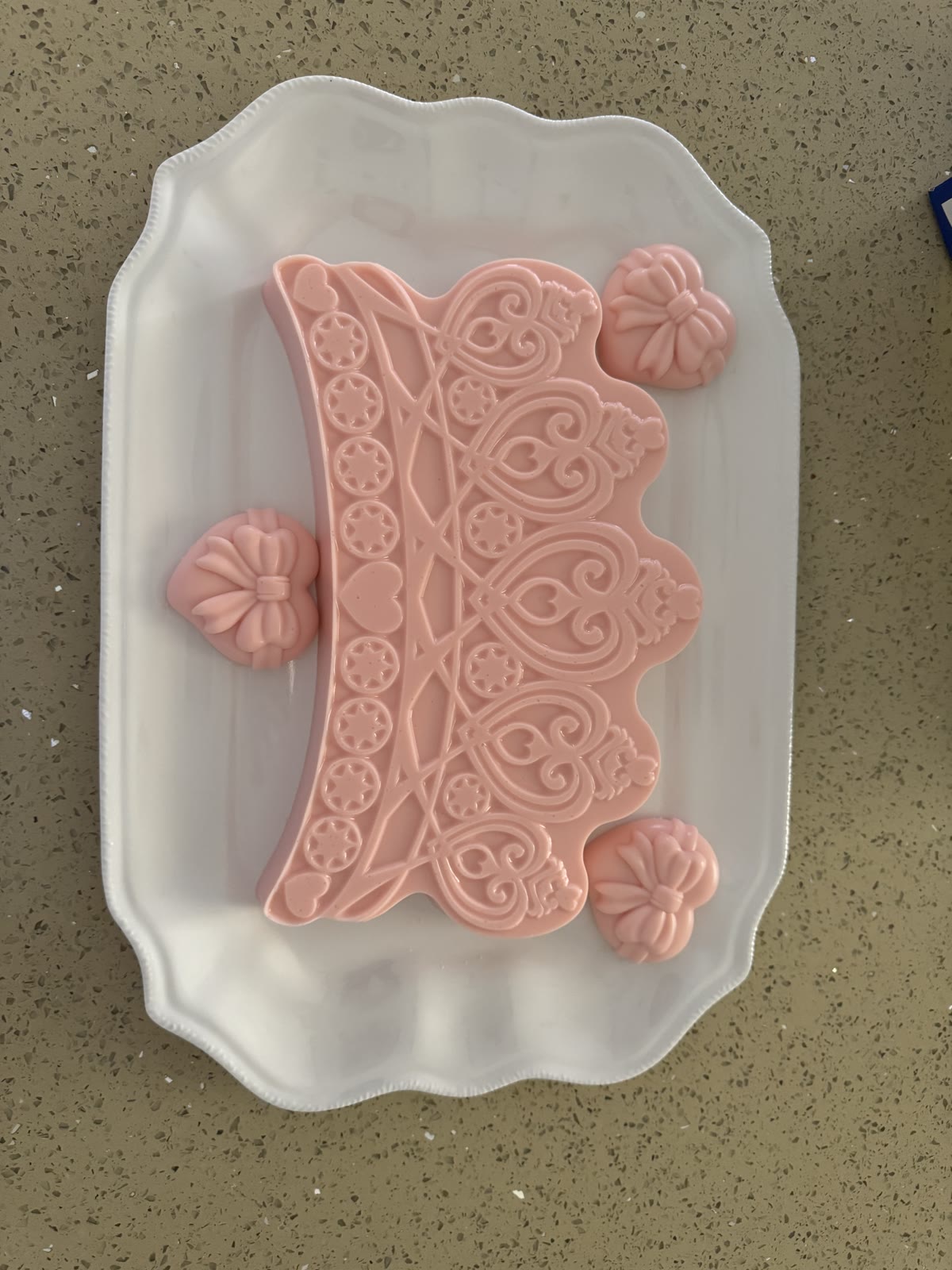 Pink chocolate lace crown for a quinceañera